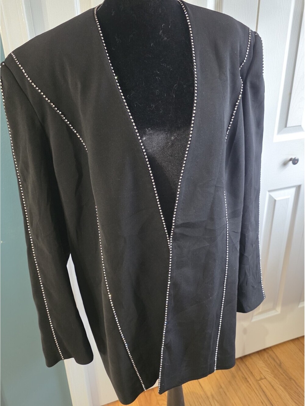 Promise New York Black Rhinestone Rimmed Black Blazer Size 18